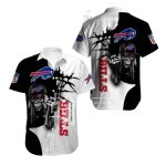 Buffalo Bills Iron Skull Black And White Hawaiian Shirt