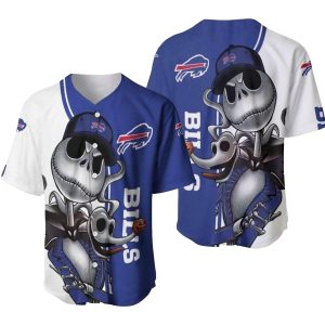 Buffalo Bills Jack Skellington And Zero Baseball Jersey