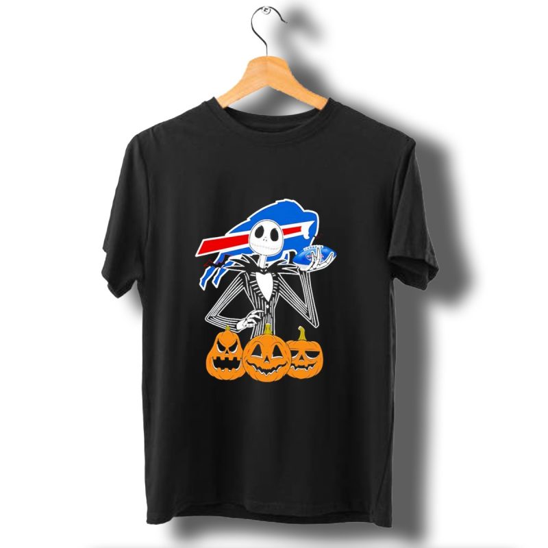 Buffalo Bills Jack Skellington Holding Football Halloween Pumpkins T Shirt 1 T Shirt 1