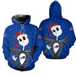 Buffalo Bills Jack Skellington Santa Claus Christmas AOP Hoodie