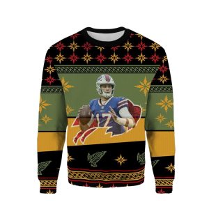 Buffalo Bills Josh Allen 17 Ugly Sweater