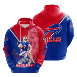 Buffalo Bills Josh Allen Blue Red AOP Hoodie