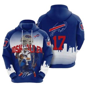 Buffalo Bills Josh Allen City Blue AOP Hoodie