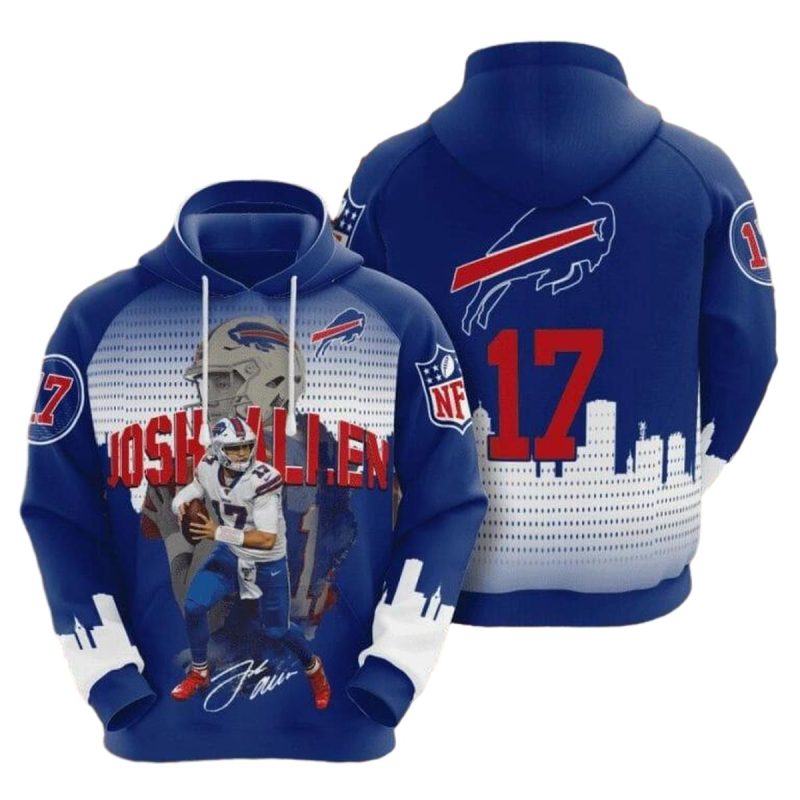Buffalo Bills Josh Allen City Blue Aop Hoodie 1