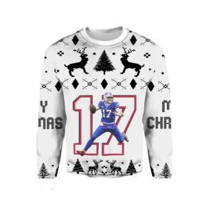 Buffalo Bills Josh Allen No 17 White Ugly Sweater