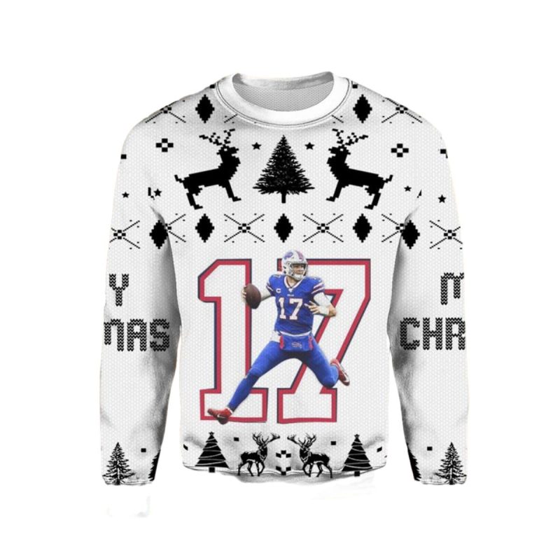Buffalo Bills Josh Allen No 17 White Ugly Sweater 1
