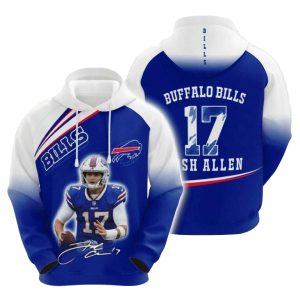 Buffalo Bills Josh Allen Signature Blue White AOP Hoodie