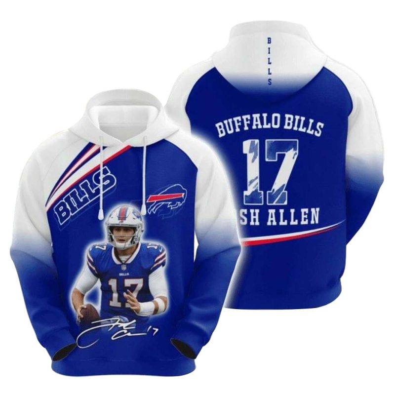 Buffalo Bills Josh Allen Signature Blue White Aop Hoodie 1