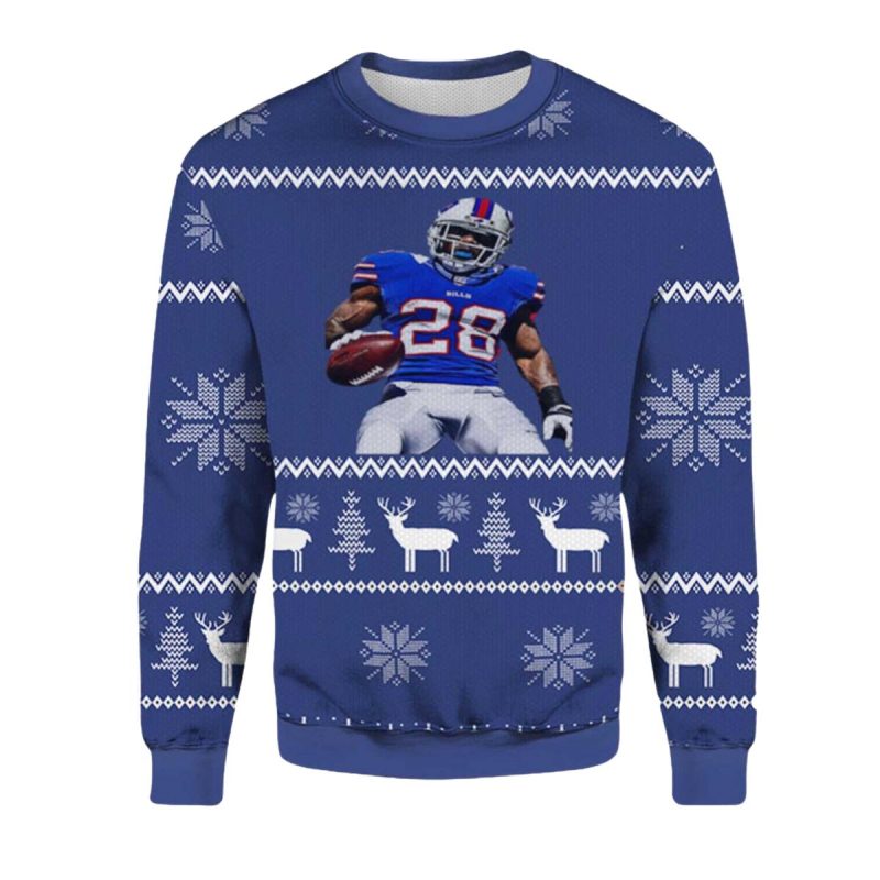 Buffalo Bills Latavius Murray 28 Ugly Sweater 1