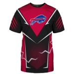 Buffalo Bills Lightning Graphic Black And Red Gift For Men AOP T-Shirt