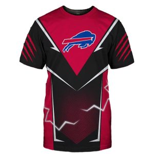 Buffalo Bills Lightning Graphic Black And Red Gift For Men AOP T-Shirt