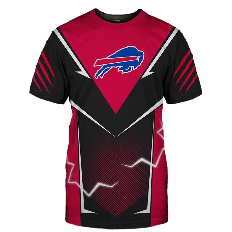 Buffalo Bills Lightning Graphic Black And Red Gift For Men Aop T Shirt 1