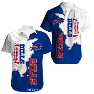 Buffalo Bills Logo And Ball White Blue Hawaiian Shirt