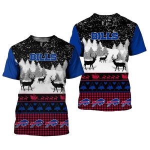 Buffalo Bills Logo And Christmas Pattern AOP T-Shirt