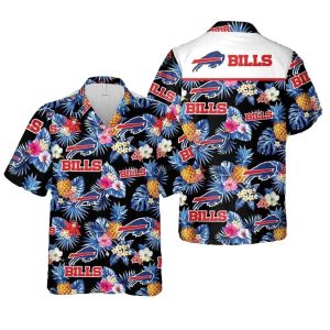 Buffalo Bills Logo And Floral Pineapple Hawaiian Shirt