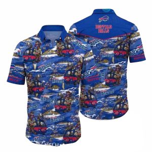 Buffalo Bills Logo And Halloween Pattern Hawaiian Shirt