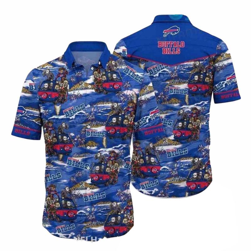 Buffalo Bills Logo And Halloween Pattern Hawaiian Shirt 1