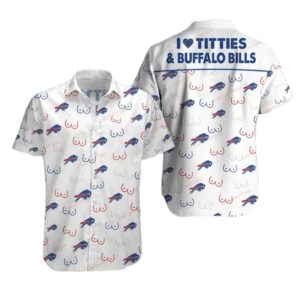 Buffalo Bills Logo And Titties White Pattern Hawaiian Shirt