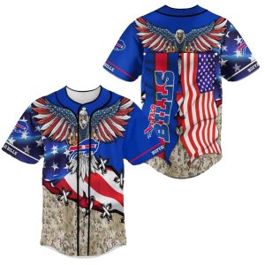 Buffalo Bills Logo Eagle And Flag Baseball Jersey