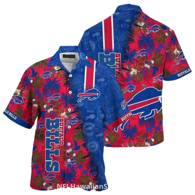 Buffalo Bills Logo Floral Blue And Red Pattern Hawaiian Shirt 1