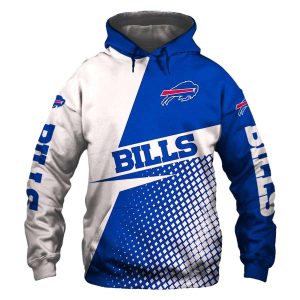 Buffalo Bills Logo Halftone White And Blue AOP Hoodie
