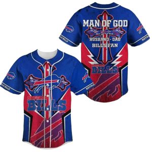 Buffalo Bills Man Of God Husband Dad Bills Fan Baseball Jersey