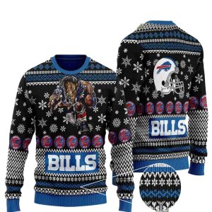 Buffalo Bills Mascot And Helmet Black Ugly Sweater