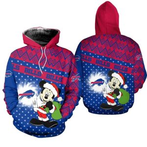 Buffalo Bills Mickey Santa Claus Funny AOP Hoodie