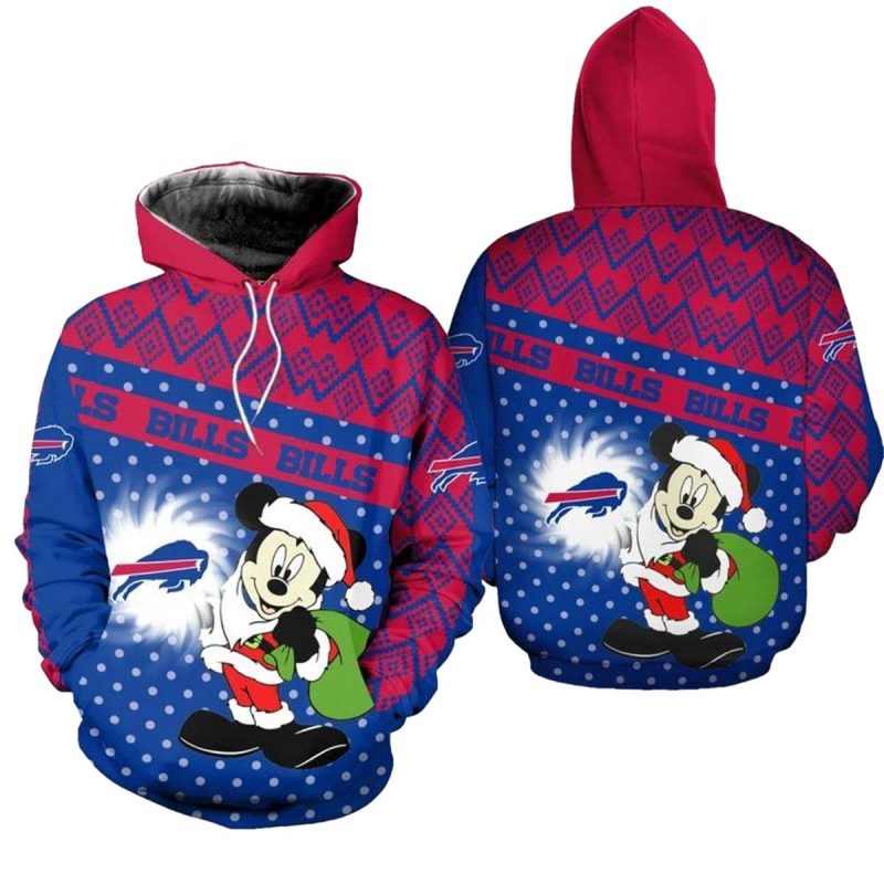 Buffalo Bills Mickey Santa Claus Funny Aop Hoodie 1