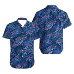 Buffalo Bills Navy Leaf Pattern Hawaiian Shirt