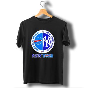 Buffalo Bills New York Yankees 2024 Ny Iconic Crossover Circle Emblems T-Shirt