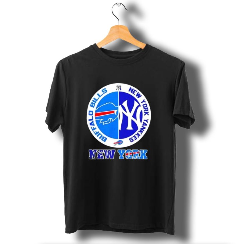 Buffalo Bills New York Yankees 2024 Ny Iconic Crossover Circle Emblems T Shirt 1 T Shirt 1