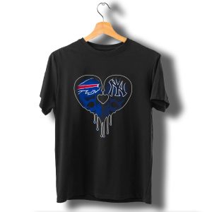 Buffalo Bills New York Yankees Skull Heart Love T-Shirt