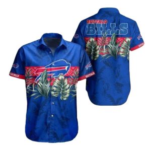 Buffalo Bills Palm Leaf Blue Pattern Hawaiian Shirt