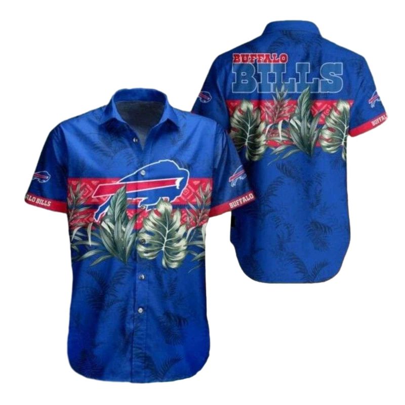 Buffalo Bills Palm Leaf Blue Pattern Hawaiian Shirt 1