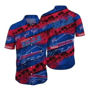 Buffalo Bills Palm Tree Silhouette Vintage Hawaiian Shirt