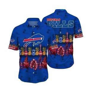 Buffalo Bills Pineapple Guitar Tropical Palm Leaves Hawaiian Shirt