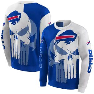 Buffalo Bills Punisher Skull Blue White AOP Sweatshirt