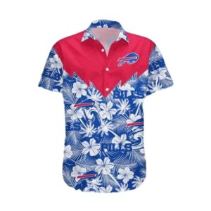 Buffalo Bills Red And Blue Floral With Team Logo Hawaiian Shirt