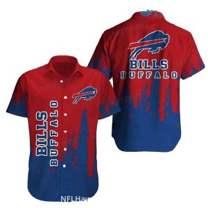 Buffalo Bills Red And Blue With Grunge Effect Hawaiian Shirt