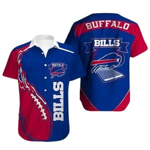 Buffalo Bills Red Blue Fire Rugby Hawaiian Shirt