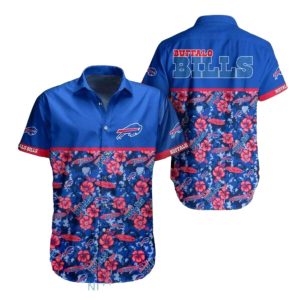 Buffalo Bills Red Hibiscus And Team Logos Hawaiian Shirt