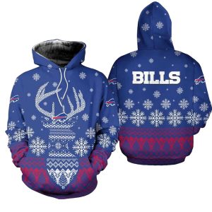 Buffalo Bills Reindeer Merry Christmas AOP Hoodie