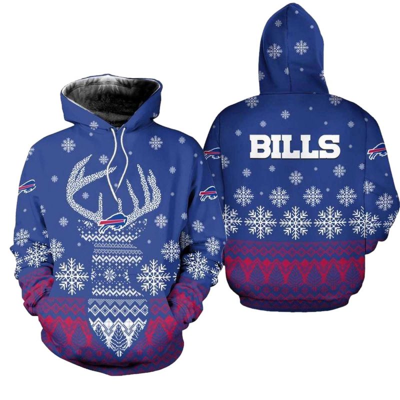 Buffalo Bills Reindeer Merry Christmas Aop Hoodie 1