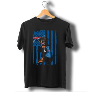 Buffalo Bills Rottweiler I Love Mom With Usa Flag T-Shirt