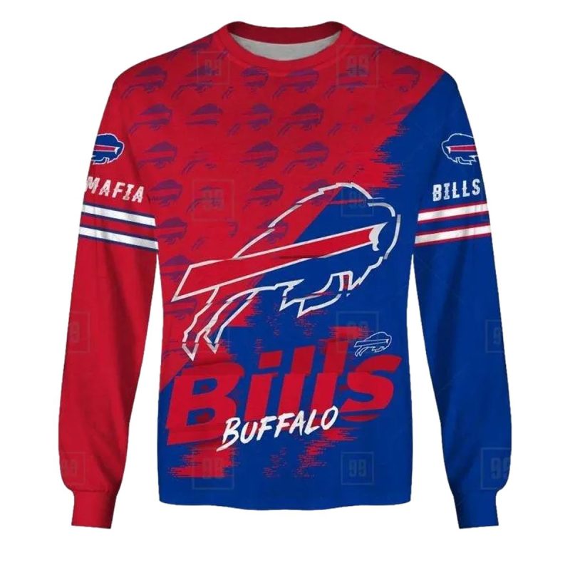 Buffalo Bills Royal Red Mafia Mess Aop Sweatshirt 1