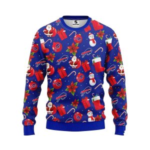 Buffalo Bills Santa Claus Snowman Pattern Ugly Sweater