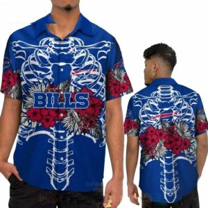 Buffalo Bills Skeleton And Hibiscus Floral Hawaiian Shirt