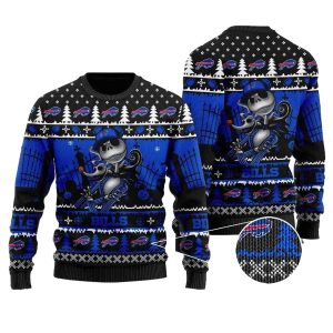 Buffalo Bills Skeleton Nightmare Before Christmas Ugly Sweater