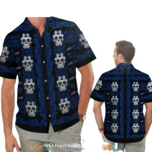 Buffalo Bills Skull And Blue Tribal Pattern Hawaiian Shirt
